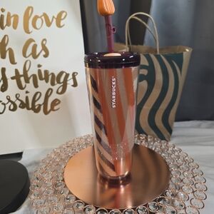 Starbucks 24 oz Abstract Stripe Hot & Cold Tumbler with Removable Straw Topper